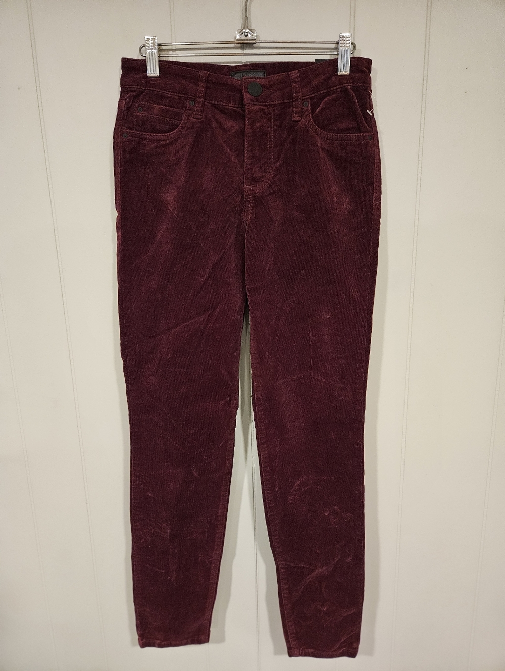 Kut from the Kloth Diana Red Corduroy Skinny Pants Women's 27x 30 Size 0 NWT